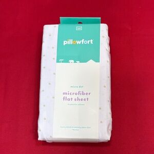 Pillowfort Micro Dot Microfiber Flat Sheet - White - Cream dots